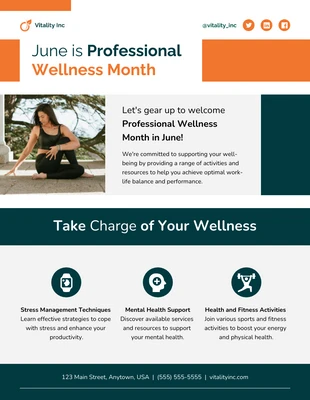 business  Template: Professional Wellness Month: Corporate Well-Being Program for Mental Health Poster