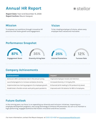 Free  Template: Modello di rapporto annuale sulle risorse umane