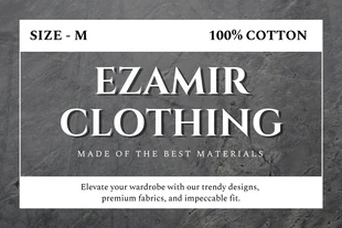 Free  Template: Gray And White Simple Texture Clothing Label