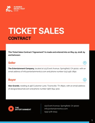 Free  Template: Ticket Sales Contract Template