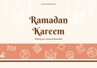 Free  Template: Beige und cremefarbene einfache Ramadan-Karte