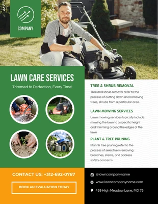 Free  Template: Green Business Lawn Care Flyer