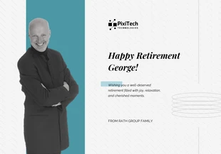 Free  Template: Minimalist Teal Happy Retirement Card