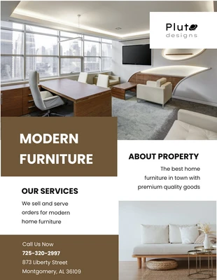 Free  Template: Plantilla de póster de promoción de muebles modernos de color marrón
