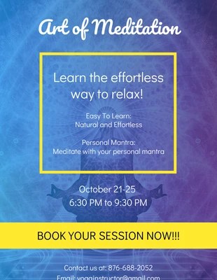 Free  Template: Blauer Farbverlauf Meditation Event Poster