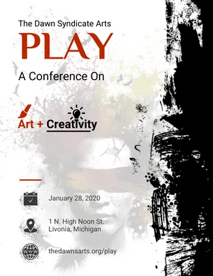 Free  Template: Cartel de la Conferencia de Arte con Pinceles
