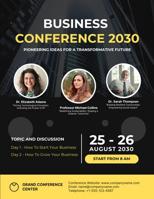 Free  Template: Black And Yellow Modern Professional Conference Poster