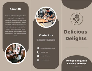 Free  Template: Brochure à trois volets pour restaurant minimaliste marron