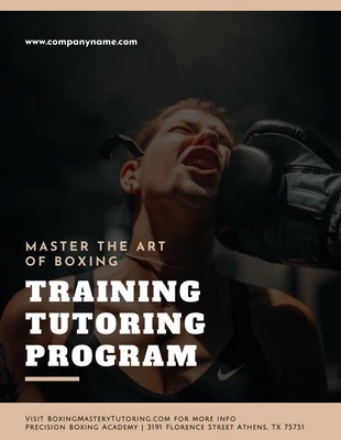 Free  Template: Póster Programa de boxeo de tutoría de formación profesional moderno negro