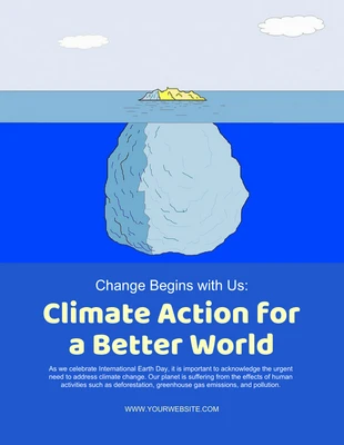 Free  Template: Pôster da campanha de mudança climática do Dia da Terra Azul