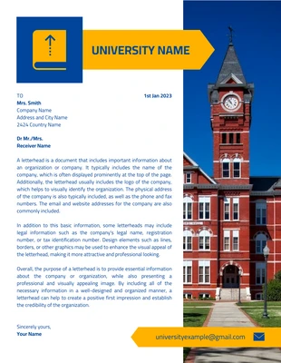 Free  Template: White And Blue Simple Professional University Letterhead Template