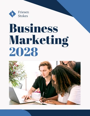business  Template: Capa de livro de marketing empresarial com fotos modernas em branco e azul