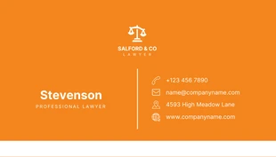 Orange And White Minimalist Professional Lawyer Business Card - Seite 2
