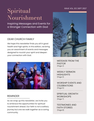 Free  Template: Newsletter della chiesa minimalista viola scuro