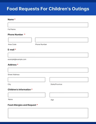 Free  Template: Formulários de solicitação azuis simples e minimalistas