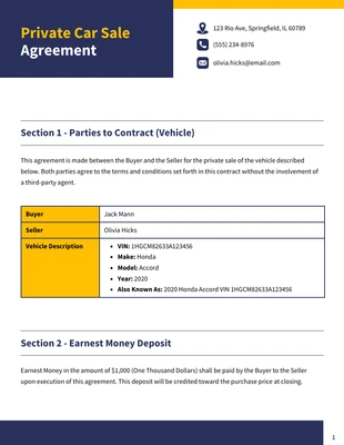 premium interactive Template: Plantilla de contrato para la venta de coche privado en PDF.