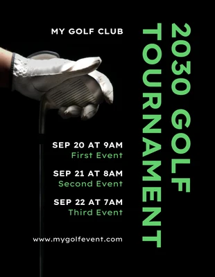 Free  Template: Black Simple Golf Tournament Schedule Template