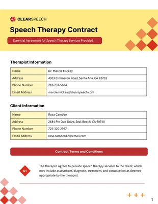 Free  Template: Speech Therapy Contract Template