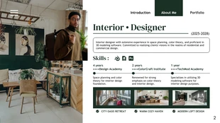 White and Green Interior Designer Portfolio Presentation - صفحة 2