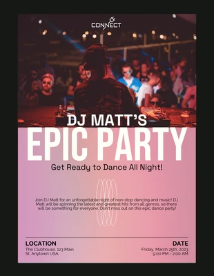 Free  Template: DJ-Party-Plakatvorlage mit schwarzem und rosa Farbverlauf