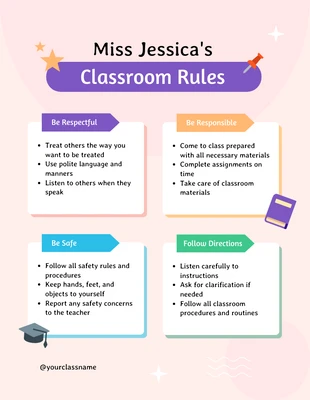 Free  Template: Pôster das regras da sala de aula em tons pastéis e coloridos