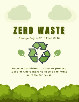 Free  Template: Light Yellow Modern Illustration Zero Waste Recycling Poster