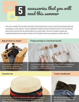 Free  Template: Summer Accessories Trends Infographic Template