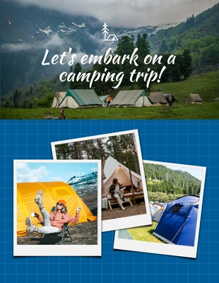 premium  Template: Blue Minimalist Pattern Camping Holiday Collages