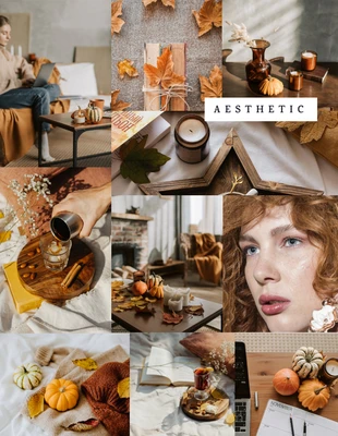 Free  Template: White Orange Modern Autumn Aesthetic Photo Collages