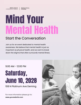 Free  Template: Gradiente suave Póster Mind Your Mental Health