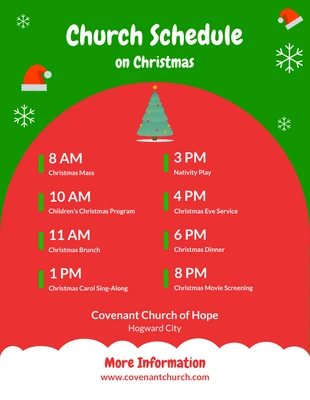 Free  Template: Modèle d'horaire de l'église pour Noël