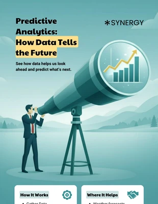 business  Template: Modèle d'affiche infographique « Prédire l'avenir avec un télescope de données »