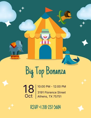 Free  Template: Yellow Army Circus Invitation