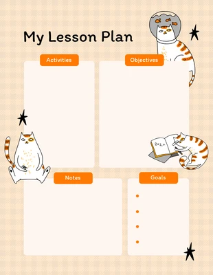 Free  Template: خطة الدرس البرتقالية القط