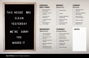 Free  Template: Calendario de limpieza Lista de comprobación semanal