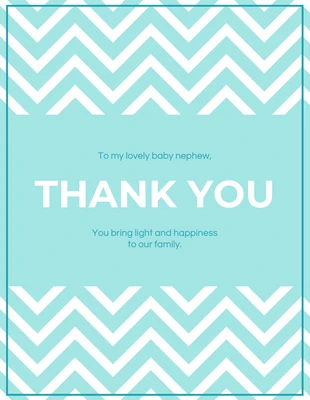 Free  Template: Tarjeta de agradecimiento para bebé en zig-zag verde azulado