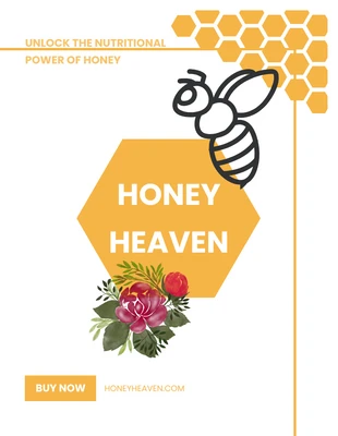Free  Template: Orange Hexagon Honey Product Bee Poster Template