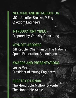 business  Template: Green Awards Event Program