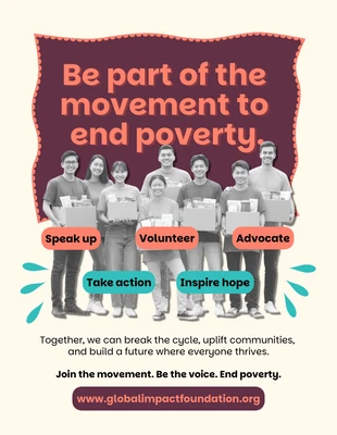 Free  Template: Modello di manifesto per la campagna di sensibilizzazione sulla povertà