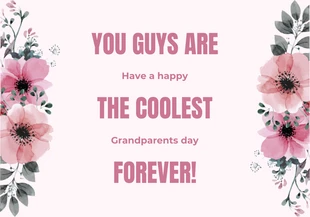Free  Template: Light Pink Minimalist Watercolor Floral Grandparents Day Card