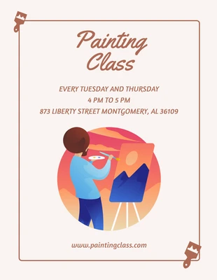 Free  Template: Cream Minimalist Painting Class Flyer