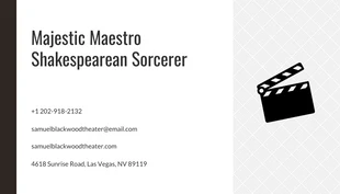 White Simple Pattern Actor Business Card - Seite 2
