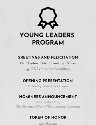 Free  Template: Monochrome Leadership Event Program Template