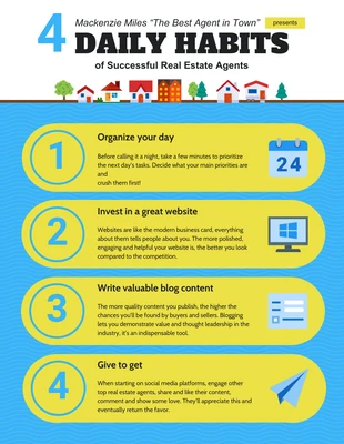 premium  Template: Blue 4 Daily Habits Infographic
