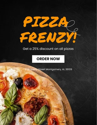 Free  Template: Schwarzer Minimalist Pizza Discount Sale Poster