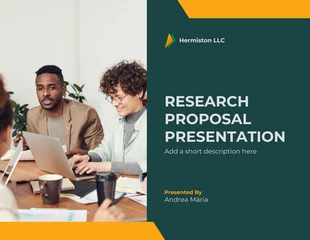Free  Template: Green And Yellow Minimalist Modern Professional Proposal Research Presentation