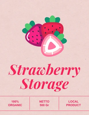 Free  Template: Baby Pink Modern Texture Strawberry Storage Label
