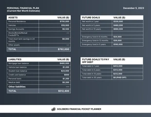 business  Template: Personal Financial Plan Template