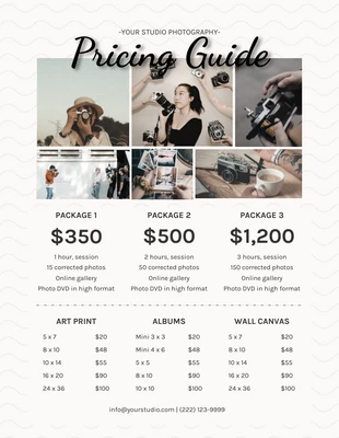 Free  Template: White and Black Simple Photography Price List