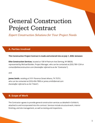 premium interactive Template: Plantilla de contrato de proyecto de construcción